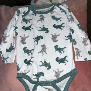 Chick Pea Green and White Dinosaur onesie pants and hat